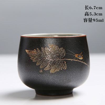 ชาตัวอย่างถ้วยชาชาเครื่องเซรามิคสีทองใบเดียว,ถ้วยชาKunfuเดียวขนาดเล็กเท่านั้นชุดน้ำชาของขวัญ