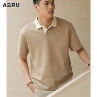 ASRV เสื้อโปโลลำลองของผู้ชายและสีทึบแขนสั้นสุดเก๋สำหรับเสื้อยืดอินเทรนด์ใหม่ผู้ชาย