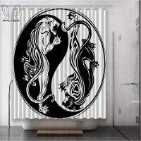 Yin และ Yang Tai Chi Lion Lotus เมฆเว้า Sun Moon ผ้าโพลีเอสเตอร์ม่านอาบน้ำสำหรับห้องน้ำ 180 * 180 ซม