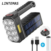 High power led flashlights Solar Rechargeable Powerful Flashlight Ultra Bright Outdoor Multi-function Portable Torch Searchlight