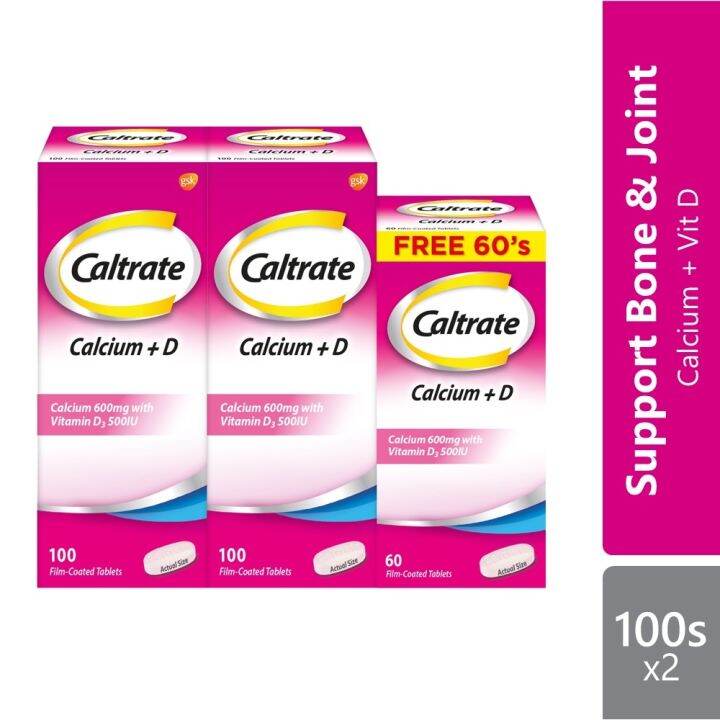 Caltrate Calcium + D 600mg With Vitamin D 100 Tablets X 2 Bottles EXP ...