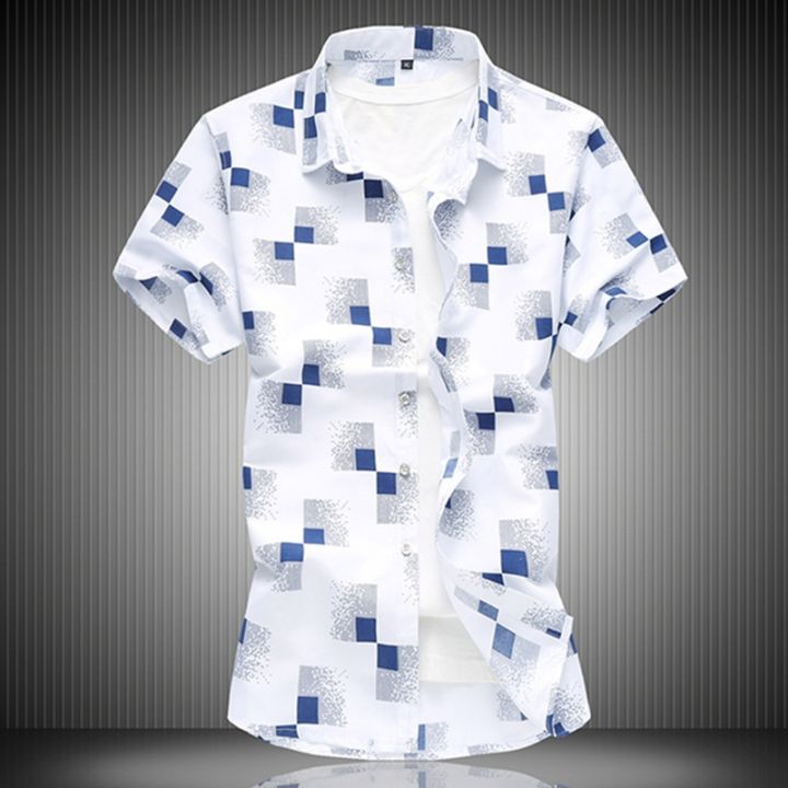 เสื้อ-kemeja-lengan-pendek-วันหยุดฮาวายลายสก๊อตเรขาคณิตของผู้ชายสำหรับฤดูร้อน7xl-6xl-5xl-เสื้อแบรนด์ลำลองสำหรับผู้ชาย