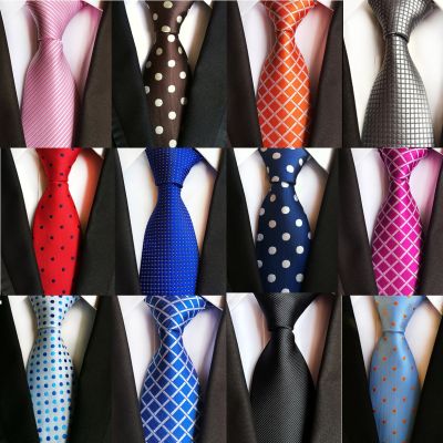 Classic Fashion Silk Tie Plaid Striped Solid Green Orange Red Polka Dot Necktie For Man Business Party Wedding Formal 8cm Ties