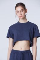 Active Cropped Top Oxford Navy เสื้อครอปแขนสั้น เสื้อเอวลอยแขนสั้น