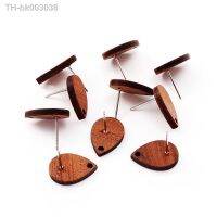 ○ 10Pcs Teardrop Shape CoconutBrown Wood Stud Earrings Earstud Findings with Alloy Earrings Pin for Women Girl Jewelry Making