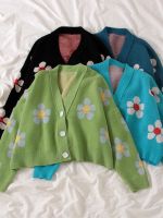 ☃ 2021 College Cardigans Sweater Loose V Neck Female Short Coat Thicked Sweaters