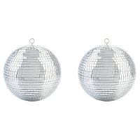 2X Colorful Stage Lighting Effect 8 Inch 20cm Disco Mirror Glitter Ball Lightweight Silver Christmas Party Decor