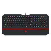 Redragon Keyboard Gaming RGB K502 RGB แสงไฟไฟใต้คีย์บอร์ด LED 104แป้นพิมพ์ไร้เสียงหลักพร้อมที่พักข้อมือสำหรับเกมพอร์ตคอมพิวเตอร์แบบมินิ