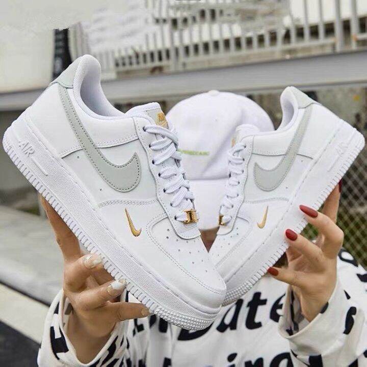 Giày thể thao Nike AF1 vệt xám logo vàng [FULL BOX +TẶNG DÂY] Giày Sneaker  Nike Air Focre One gray streak yellow logo mẫu mới 