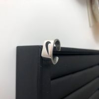 S925 sterling silver ring hook on hook retro opening design wide face opening black couples single ring trend