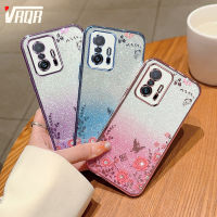 VRQR Xiaomi 11T 11T Pro ฤดูใบไม้ร่วงรูปผีเสื้อดาวเคสโทรศัพท์ภาษาอ่อนนุ่มขอบต่อต้านป้องกันร่วงหล่น