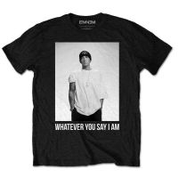 ใหม่ เสื้อยืดลําลอง แฟชั่นสําหรับผู้ชาย แขนสั้น พิมพ์ลาย Eminem Whatever สีดํา  TCTA