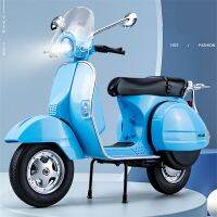 1/10 Vespa 125 Alloy Leisure Motorcycle Model Diecasts Metal Classic Motorcycle Model Simulation Sound and Light Childrens Gifts