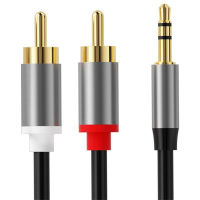 อะแดปเตอร์ตัวแยกสัญญาณดูเอิ้ล Rca สายสัญญาณเสียงบัวขนาด3.5มม. 1ถึง2สายเคเบิลเชื่อมต่อสำหรับลำโพงโทรศัพท์มือถือคอมพิวเตอร์