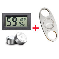 Ciggare Case Mini LCD Digital Thermometer Hygrometer Ciggar Tobaco Box Humidity Meter ＋ Ciger Cutter