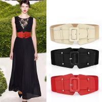 【CW】 Fashion Leather Elastic Wide Belts for Stretch Waist Accessories Korean Windbreaker Waistband