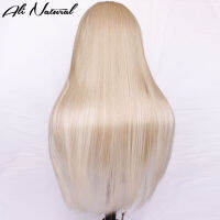 วิกผมสังเคราะห์ลูกไม้ด้านหน้าสีบลอนด์ Silky Straight Highlight Color T Part Scalp Top Closure Wigs With Baby Hairhot