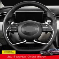 Customize DIY Microfiber Leather Car Accessories Steering Wheel Cover For Hyundai Elantra 7th 2021 Sonata 10th 2020 Car Interior Steering Wheels Acces