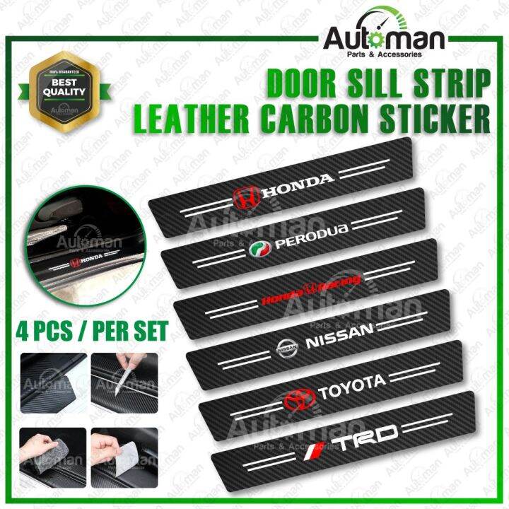 Universal Car Door Sill Sticker Carbon Leather Step Protector Strip