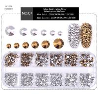 ALYSSA 1 แพ็ค เสน่ห์ เครื่องประดับ 3D Flatback Rhinestones ทำเล็บ AB คริสตัล อัญมณี ขนาดผสม เล็บ กระจก