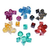 TELEGRAPH 7Pcs/set 7-Die Table Game ลูกเต๋า DND D4 D6 D8 D10 D12 D20 โปร่งใสโปร่งใส ลูกเต๋าเกม หลายเหลี่ยมเพชรพลอย เกมปาร์ตี้ปาร์ตี้ ลูกเต๋าหลายด้าน TRPG DND