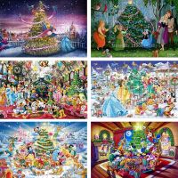 Merry Christmas Jigsaw Puzzle Disney Prince and Princess Mickey Mouse 300/500/1000 Pieces Puzzle for Family Game Christmas Gifts