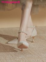 agafgadf Verão 2022 fairy elegante salto alto lady string grânulo casual estilo coreano sapatos doces festa design francês nupcial bombas