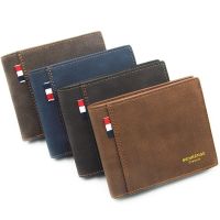 （Layor wallet）กระเป๋าสตางค์ผู้ชาย,ผู้ชายหนังหนังด้านสไตล์วินเทจ39; S กระเป๋าสตางค์ใบสั้นกระเป๋าใส่เงินซองใส่บัตรพับได้3ทบกระเป๋าเงิน PU สำหรับใส่ธุรกิจ