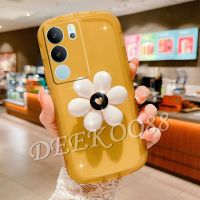 ปลอกโทรศัพท์มือถือสำหรับ VIVOV29 VIVOV29 5G 2023ใหม่ TPU Softcase พร้อมที่วางดอกไม้สีขาวป้องกันตกเคสมือถือป้องกันฝาหลัง