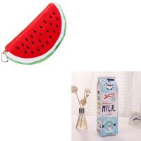 2PCS Creative Simulation of Milk Cartoon Pencil Case with Practical Big Volume Watermelon Fruit Kids Pencil Bag