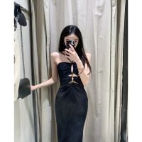 Data ZARA丨 French sleeveless hanging neck spice condole belt dress black female summer design feeling 4688315 800