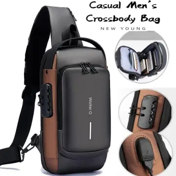 Men's Bag Casual PU Leather Crossbody Bag Waterproof Large Capacity Shoulder  Messenger Bag