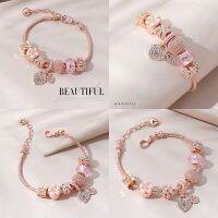 A27 สร้อยข้อมือ BEAUTIFUL LOVE  Rose gold ไม่ลอก ไม่ดำ สายปรับได้ จัดส่งทุกวัน