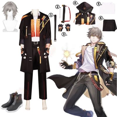 Protagonist Trailblazer Cosplay Game Honkai Star Rail Costume Wigs Anime Men Uniform Suit Halloween Party Masquerade Costume Set