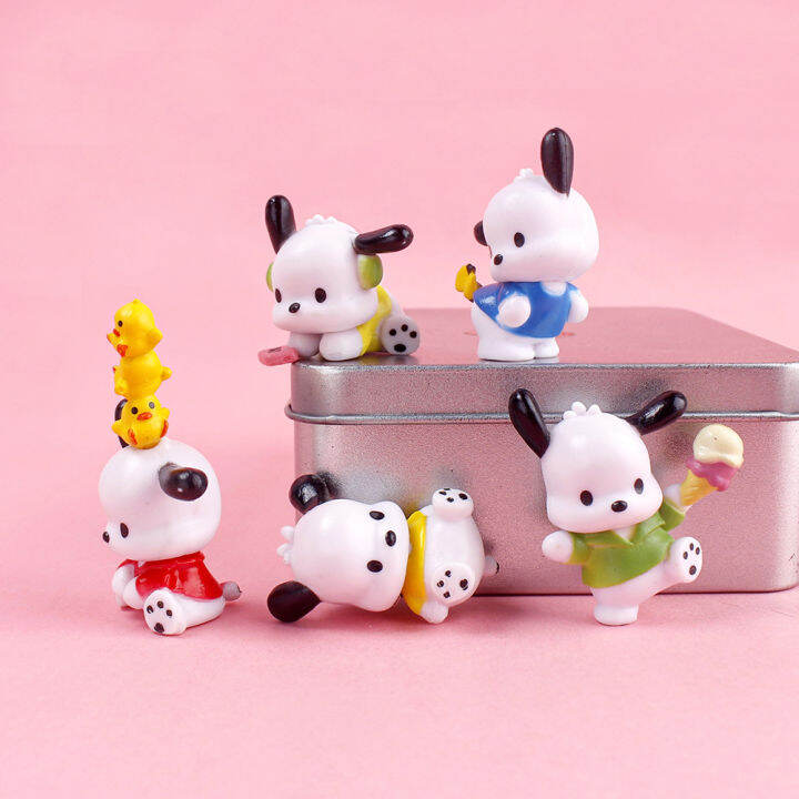 sanrio-โมเดลของเล่น-5ชิ้น-เซ็ตเครื่องประดับแฮนด์เมดสร้างสรรค์ตุ๊กตา-pochacco-โมเดลของเล่น-hiasan-mobil-ตกแต่งหน้าเค้ก