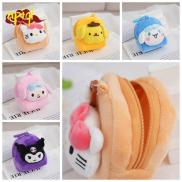 NPIQL Cat Kuromi Plush Coin Purse Cinnamoroll Dog Melody Lipstick Bag Cute