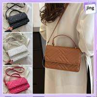 JING หนังพียู กระเป๋าสะพายไหล่แบบสั้น สีทึบทึบ กระเป๋า crossbody แฟชั่นสำหรับผู้หญิง ถุงใต้วงแขน ผู้หญิงผู้หญิงผู้หญิง