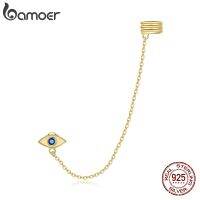 bamoer 1 pc Long Chain Ear Cuff 925 Sterling Silver Earrings for Women Eye and Clip Eearrings Fashion Jewelry Brincos SCE1096