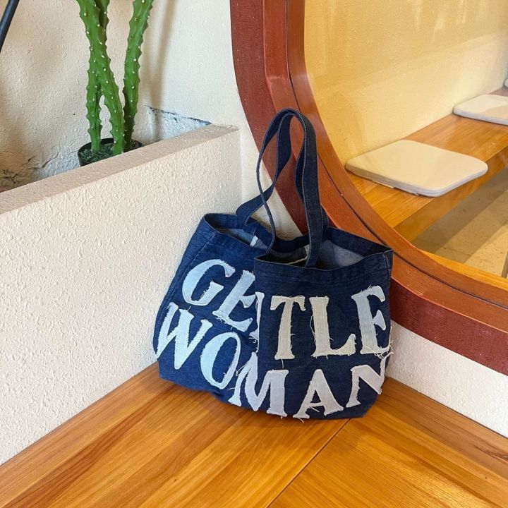 thailand-gentlewoman-xiaoyou-primiily-same-style-denim-letter-casual-pure-cotton-large-canvas-tote-bag