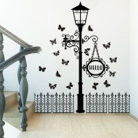 ✲ A meter Wall Street lamp fence butterfly stickers sitting room background wall household adornment wall stick adhesive wholesale manufacturers