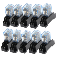 10ชุด12VDC 24VDC 110VAC 220VAC Coil Power Relay Mini Relay 8 Pins DPDT LY2NJ HH62P JQX-13F PTF08A ฐานซ็อกเก็ต