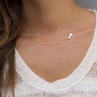 New Fashion Cross Pendant Necklace Women Gold Color Short Chain Necklace Holiday Beach Statement Jewelry Wholesale For Women