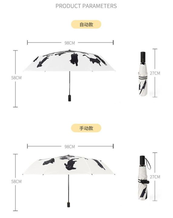 รูปแมวการ์ตูนร่มกันฝน-uv-พับได้3ร่มแบบพับร่มผู้หญิงพับได้-ร่มกันแดดกันฝนกันลมสำหรับเด็ก