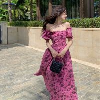 Holiday wind floral strapless backless dress with mei red dress photos on mirror