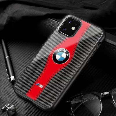 เคสสำหรับไอโฟนโทรศัพท์ BMW กันกระแทก14 /Pro/plus /Pro Max/ 13/12/11-กระจกป้องกัน