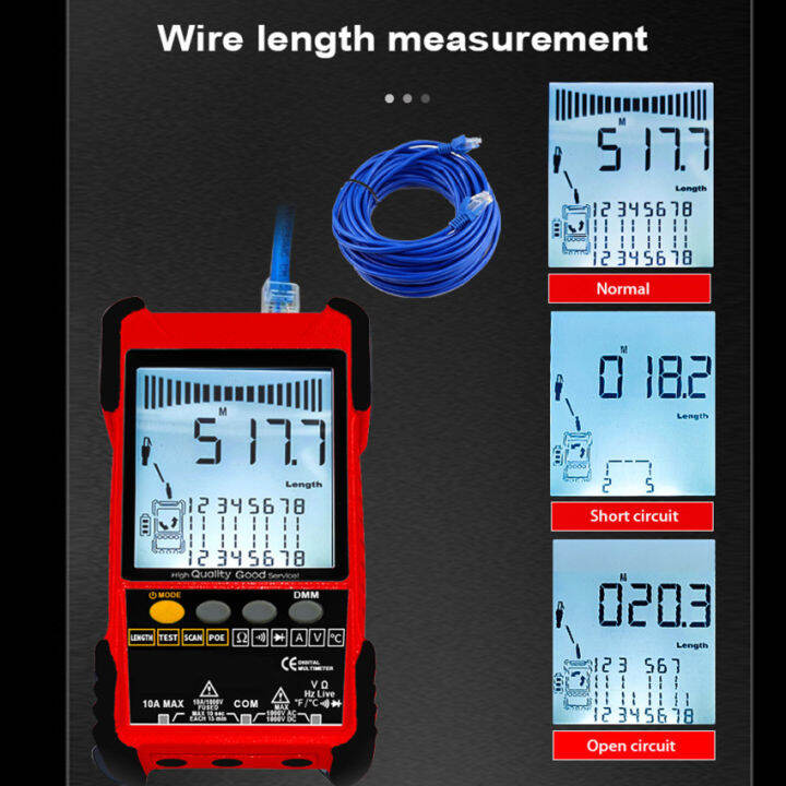 เครื่องทดสอบแบบมีสายจอแสดงผล-lcd-แบบ-et616การทดสอบ-poe-การค้นหาแบบดิจิตอลอนาล็อกสายเคเบิลสายเคเบิลเครือข่ายปรับความไว