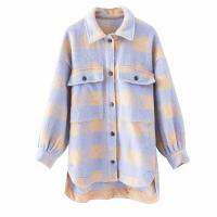 Flectit Check Overshirt Chic Pas Purple Plaid Button Up Pocket Collared Oversized Shacket Womens Jackets &amp; Coats *