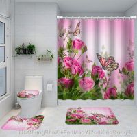 【hot】✁❡  Printed Shower Curtain Set Non-Slip Rug Sets Toilet Cover