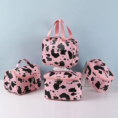 High-end MUJI Cute Cow Pattern Cosmetic Bag New Women Waterproof Toiletry Bag Portable Large Capacity Cosmetic Storage Bag Going Out