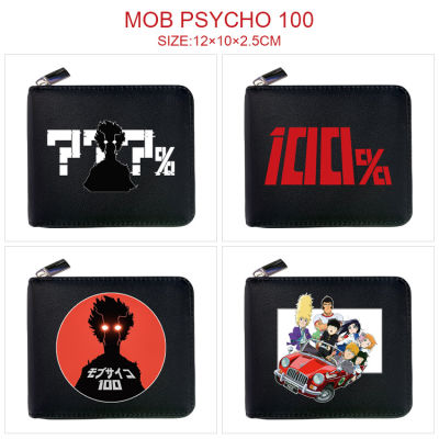 Mobs Psychos 100ผู้ชายผู้หญิงเด็กการ์ตูนซิปกระเป๋าสตางค์ PU กระเป๋าสตางค์กระเป๋าใส่เหรียญการ์ตูนครึ่งพับกระเป๋าสตางค์สั้นกระเป๋าผู้ถือบัตร